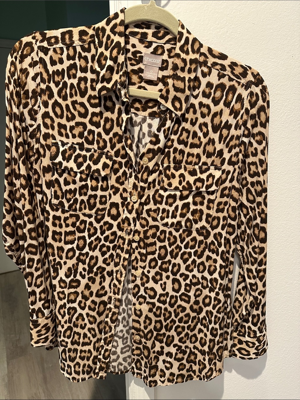 Chico's Leopard-Print Button Down Shirt - Brown & Black